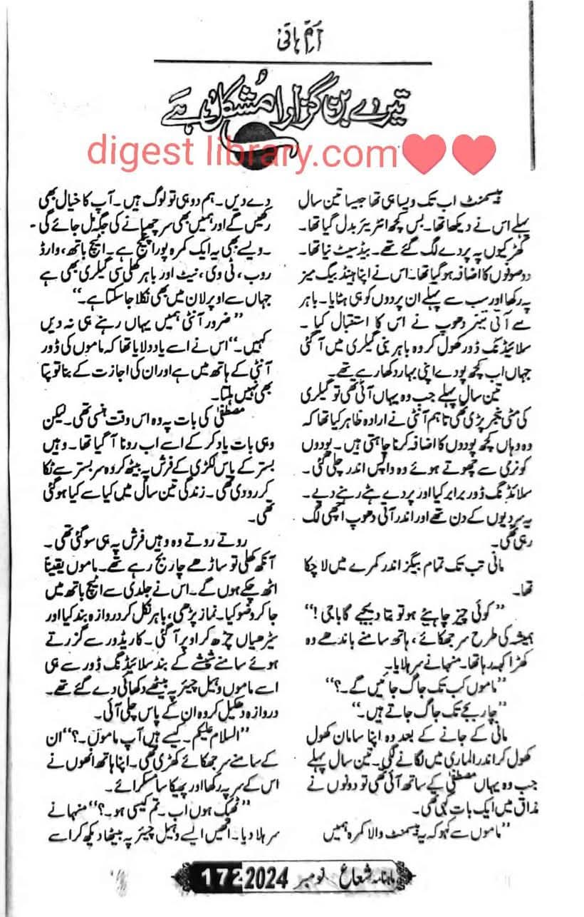 Tere bin guzara mushkil hai by Umme Hani