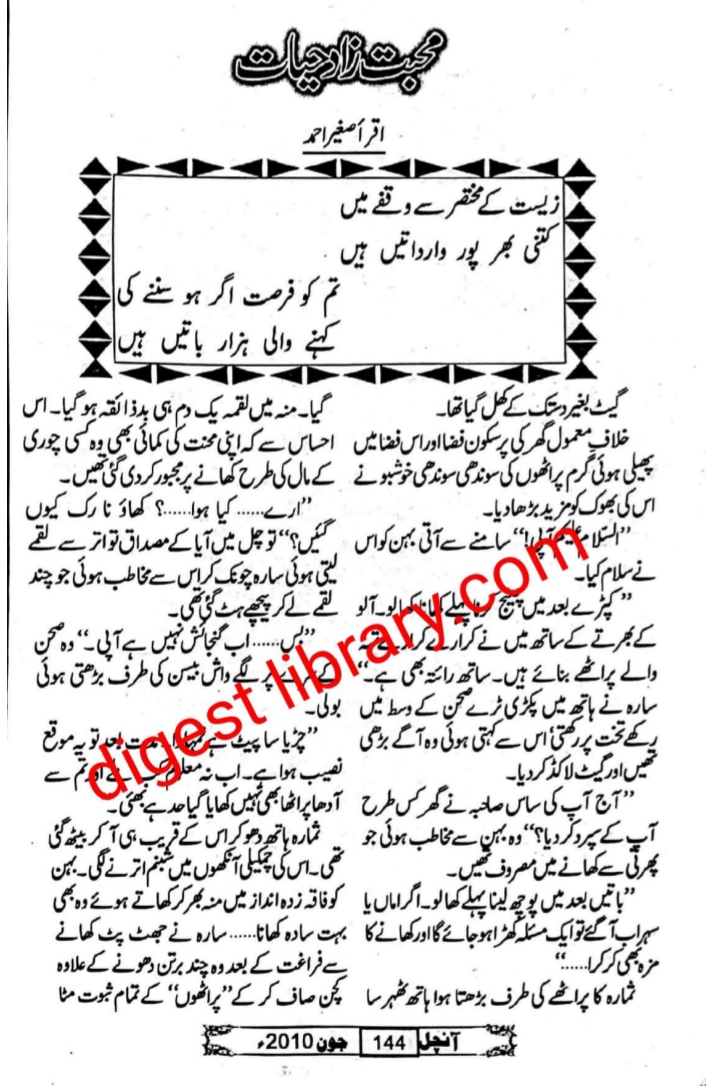 Mohabbat zad e hayat by Iqra Sagheer Ahmad