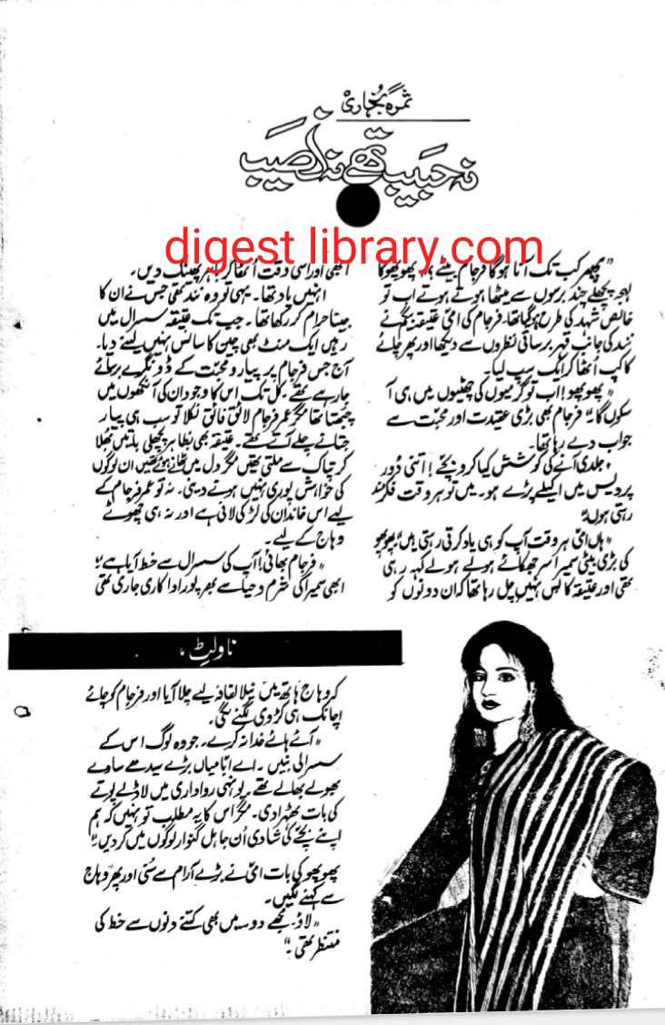 Na habib they na naseeb by Samra Bukhari โ novel cover